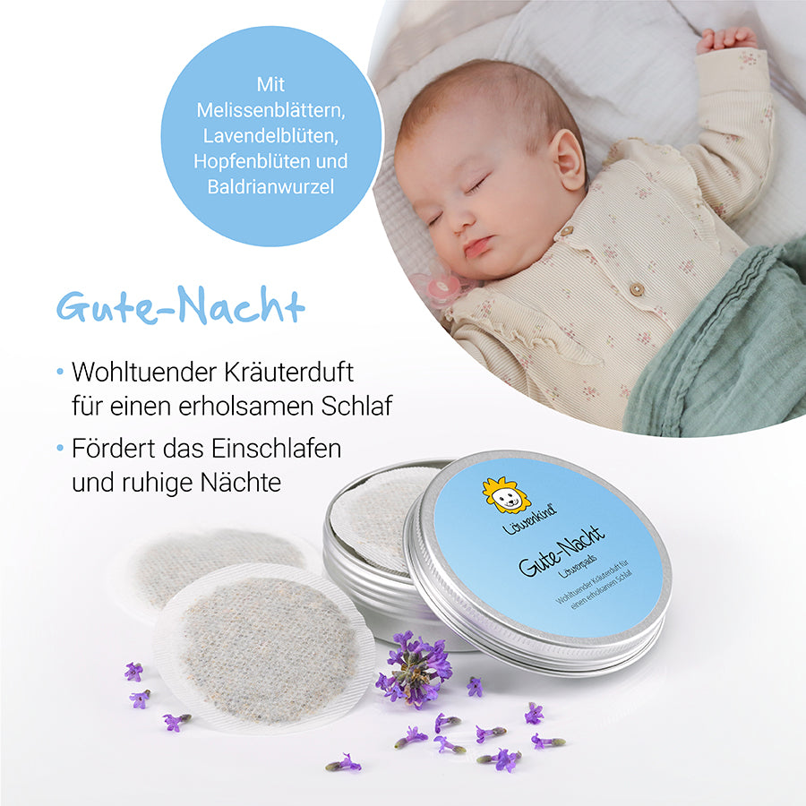 Gute-Nacht-Dose mit Erklärung der Inhaltsstoffe und Anwendungsgebiete