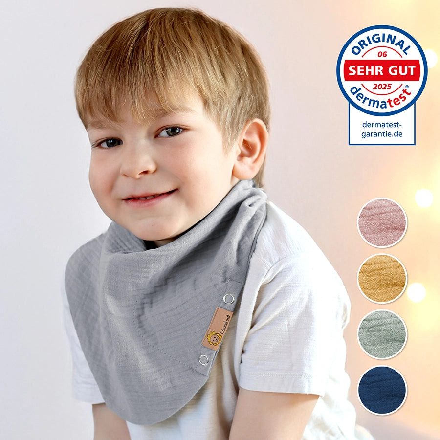 Halstuch Medi in 5 Farben (Grau, Altrosa, Senfgelb, Pistazie und Dunkelblau) mit dermatest-Siegel Note "SEHR GUT"