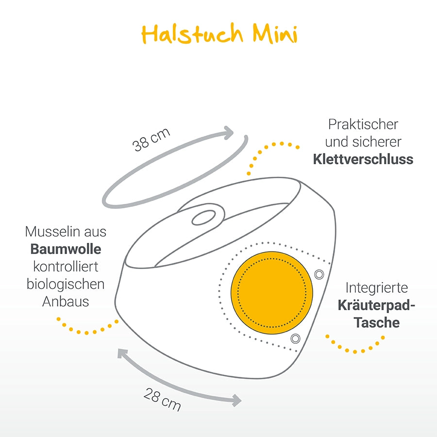 Halstuch Mini Maße (38 cm x 28cm) mit integrierter Kräuterpad-Tasche 