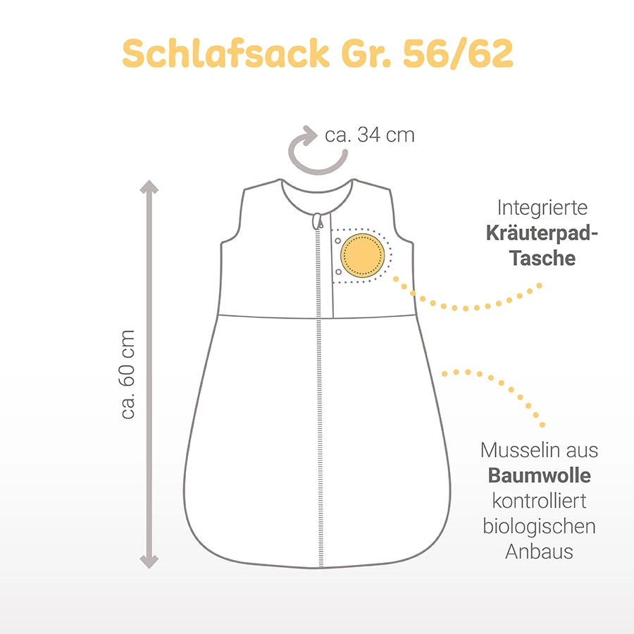 schlafsack aus musselin Musselin-Schlafsack – Mit integrierter Kräuterpad-Tasche