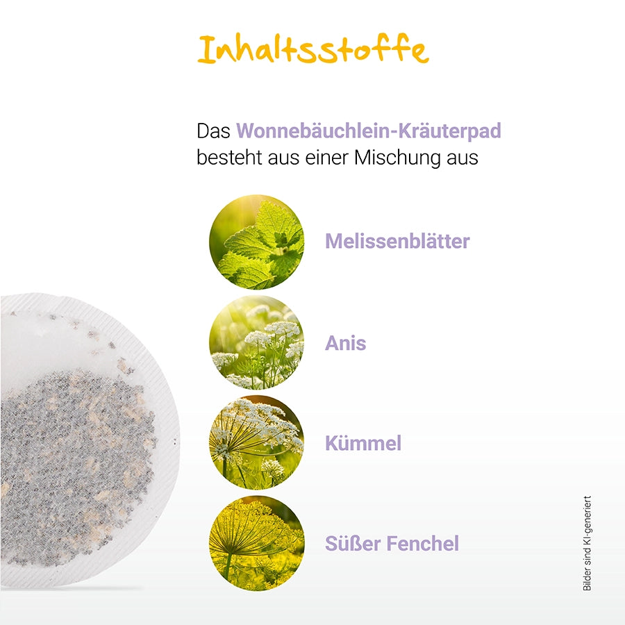Inhaltsstoffe Wonnebäuchlein - Melissenblätter, Anis, Kümmel und süßer Fenchel