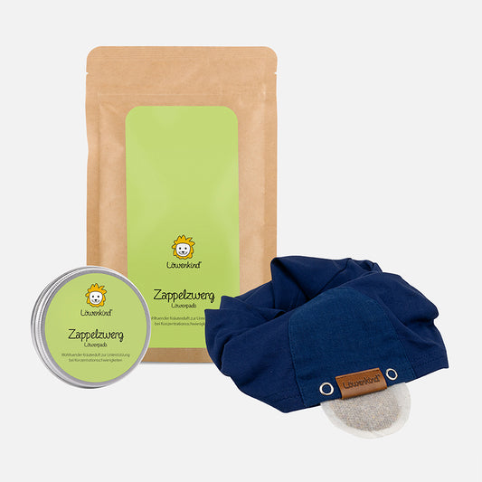 Zappelzwerg-Set mit Loop-Schal, 5er Zappelzwerg-Dose und 10er Zappelzwerg-Nachfüllpackung